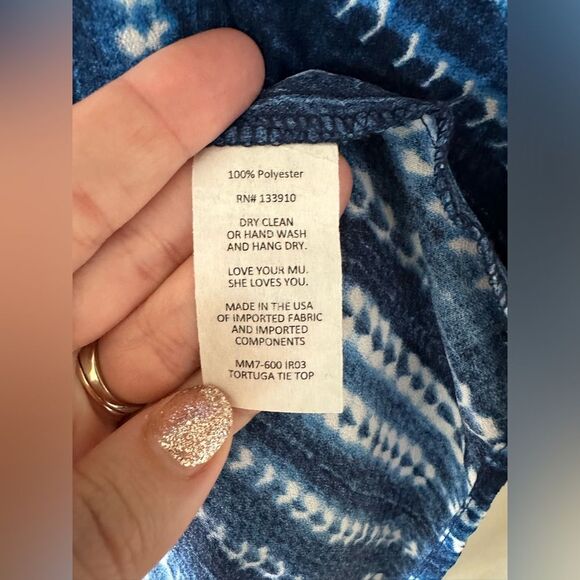 Show Me Your Mumu Tortuga Tie Top Blue White Button Up Size M - Picture 5 of 6